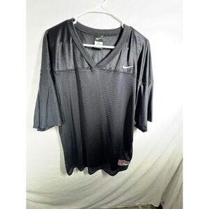 NIKE Team Football Jersey Adult XL Black Mesh Practice Scrimmage V-Neck Blank XL